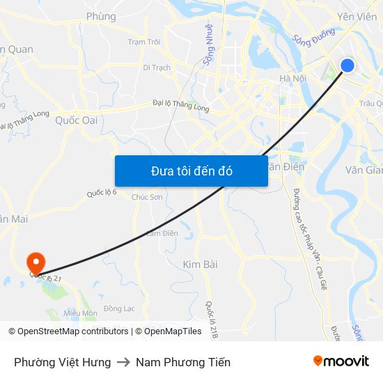 Phường Việt Hưng to Nam Phương Tiến map
