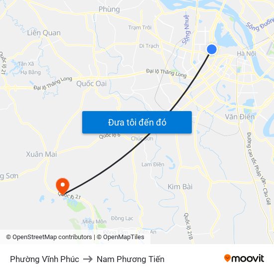 Phường Vĩnh Phúc to Nam Phương Tiến map