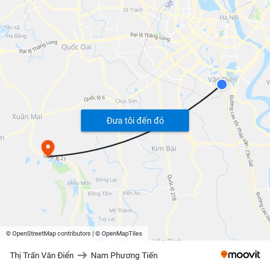 Thị Trấn Văn Điển to Nam Phương Tiến map