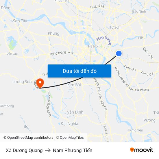 Xã Dương Quang to Nam Phương Tiến map
