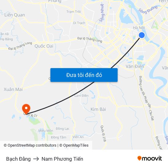 Bạch Đằng to Nam Phương Tiến map