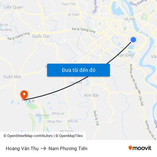 Hoàng Văn Thụ to Nam Phương Tiến map
