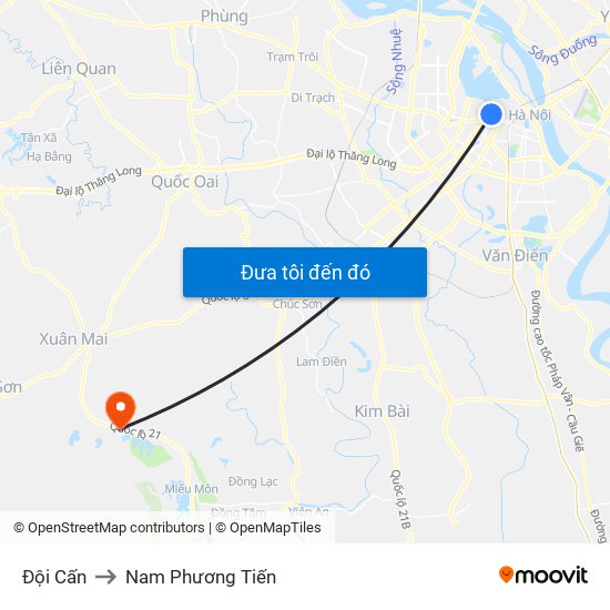 Đội Cấn to Nam Phương Tiến map