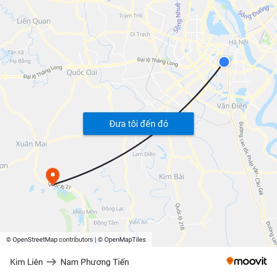 Kim Liên to Nam Phương Tiến map