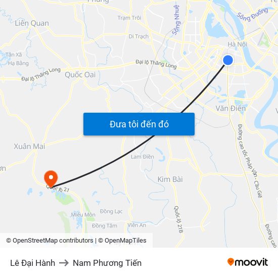 Lê Đại Hành to Nam Phương Tiến map