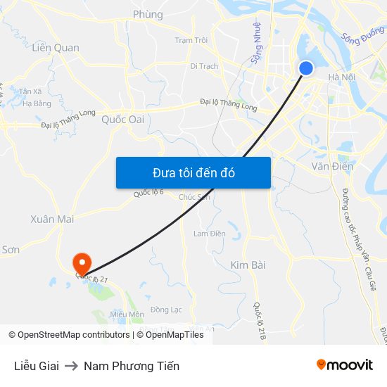 Liễu Giai to Nam Phương Tiến map