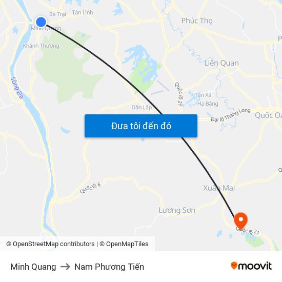 Minh Quang to Nam Phương Tiến map