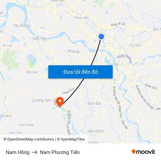 Nam Hồng to Nam Phương Tiến map