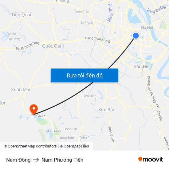 Nam Đồng to Nam Phương Tiến map