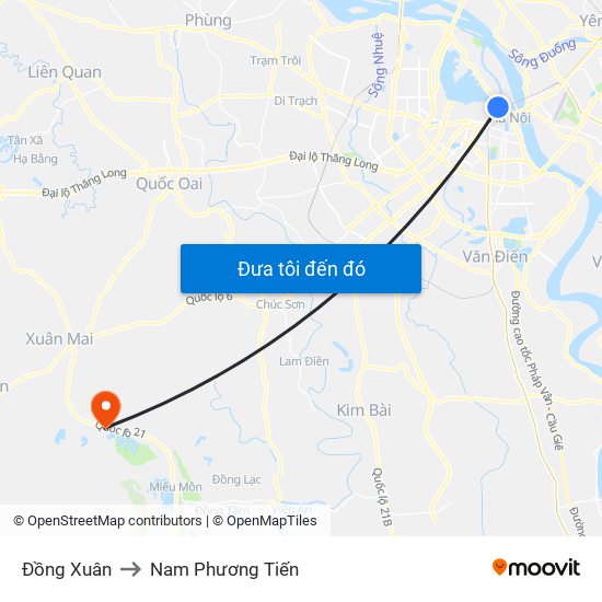 Đồng Xuân to Nam Phương Tiến map