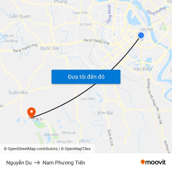 Nguyễn Du to Nam Phương Tiến map