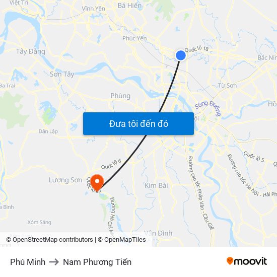 Phú Minh to Nam Phương Tiến map