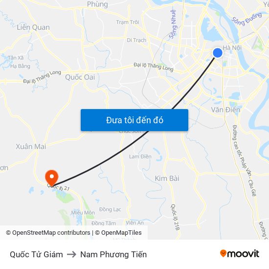 Quốc Tử Giám to Nam Phương Tiến map