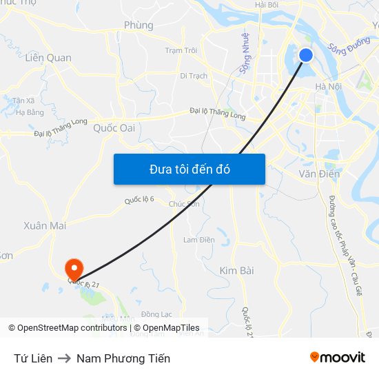 Tứ Liên to Nam Phương Tiến map