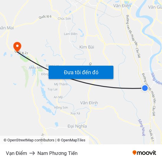 Vạn Điểm to Nam Phương Tiến map