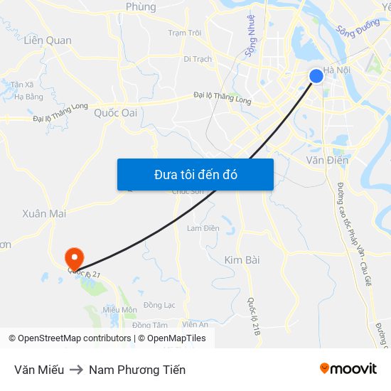 Văn Miếu to Nam Phương Tiến map