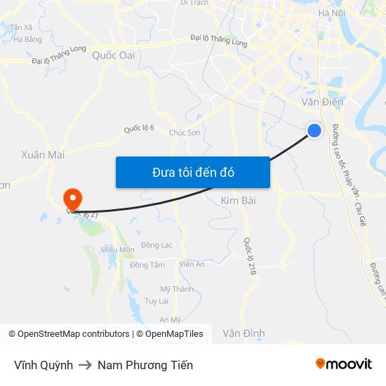 Vĩnh Quỳnh to Nam Phương Tiến map