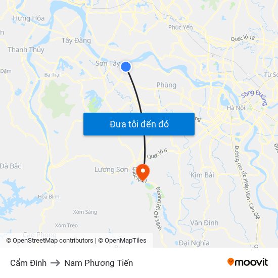 Cẩm Đình to Nam Phương Tiến map