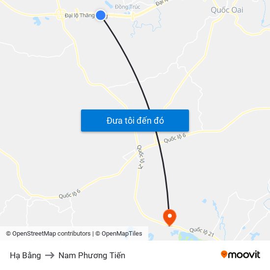 Hạ Bằng to Nam Phương Tiến map