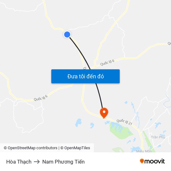 Hòa Thạch to Nam Phương Tiến map