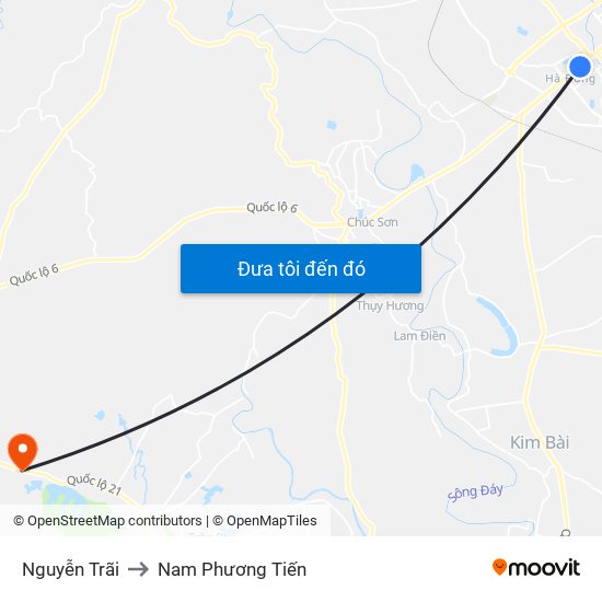 Nguyễn Trãi to Nam Phương Tiến map