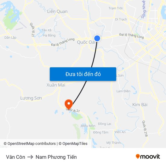 Vân Côn to Nam Phương Tiến map