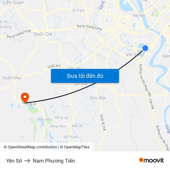 Yên Sở to Nam Phương Tiến map