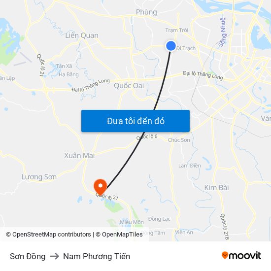 Sơn Đồng to Nam Phương Tiến map