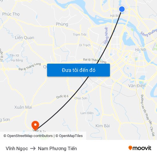 Vĩnh Ngọc to Nam Phương Tiến map