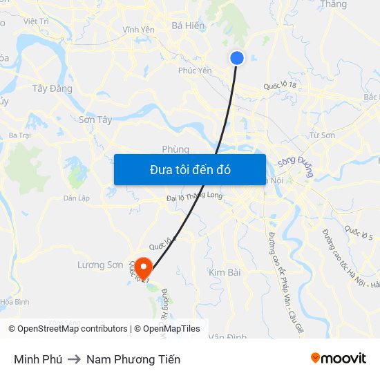 Minh Phú to Nam Phương Tiến map