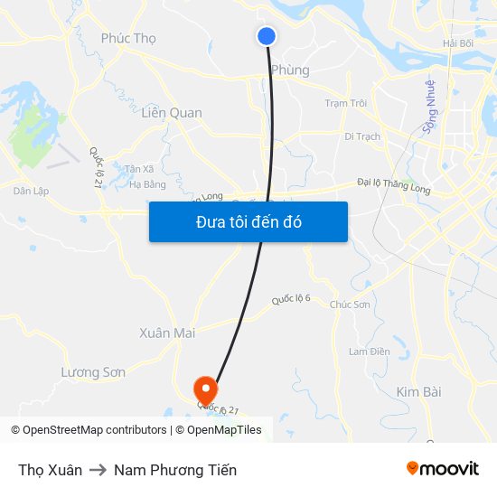 Thọ Xuân to Nam Phương Tiến map