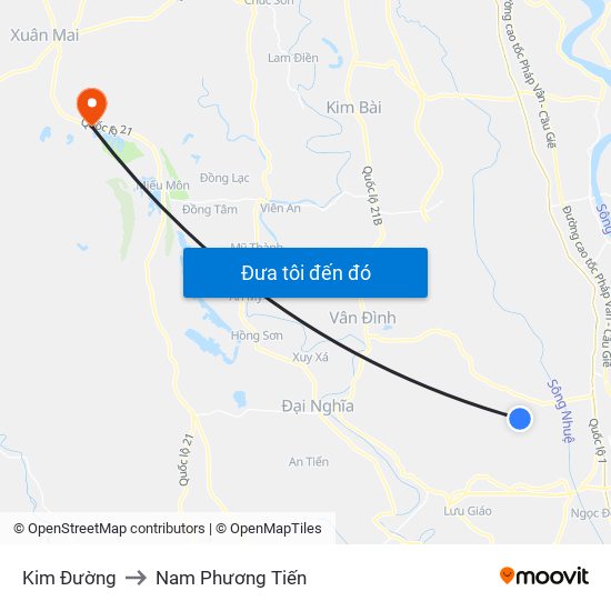 Kim Đường to Nam Phương Tiến map