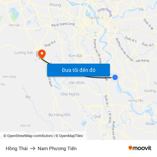 Hồng Thái to Nam Phương Tiến map