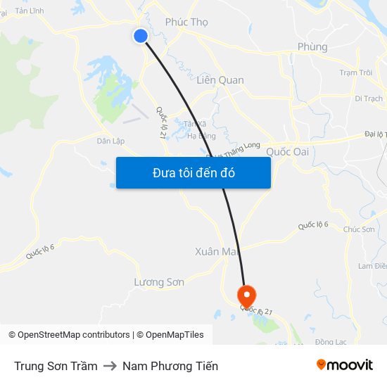 Trung Sơn Trầm to Nam Phương Tiến map
