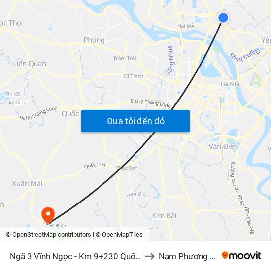 Ngã 3 Vĩnh Ngọc - Km 9+230 Quốc Lộ 3 to Nam Phương Tiến map