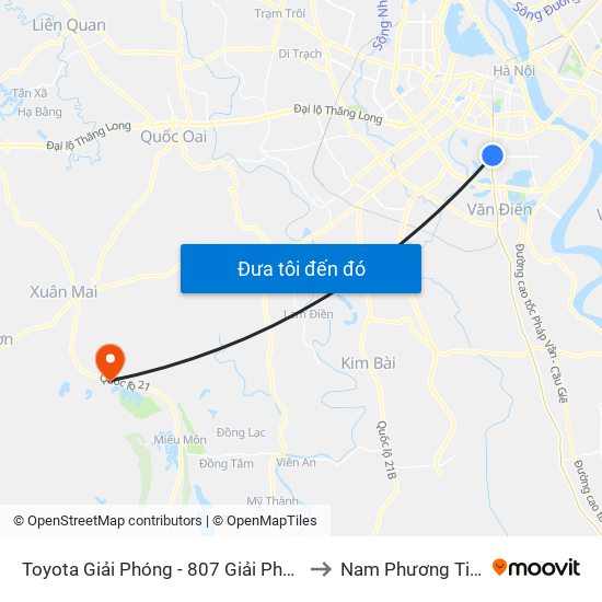 Toyota Giải Phóng - 807 Giải Phóng to Nam Phương Tiến map