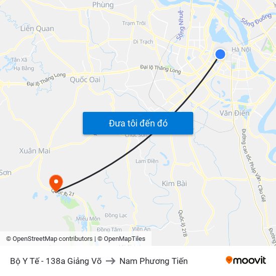 Bộ Y Tế - 138a Giảng Võ to Nam Phương Tiến map