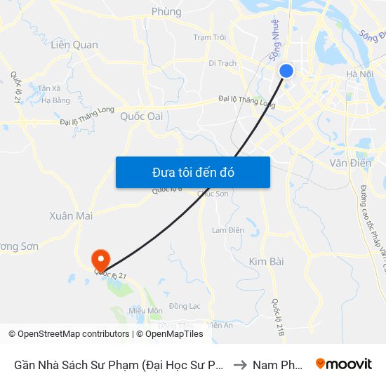 Gần Nhà Sách Sư Phạm (Đại Học Sư Phạm Hà Nội) - 136 Xuân Thủy to Nam Phương Tiến map