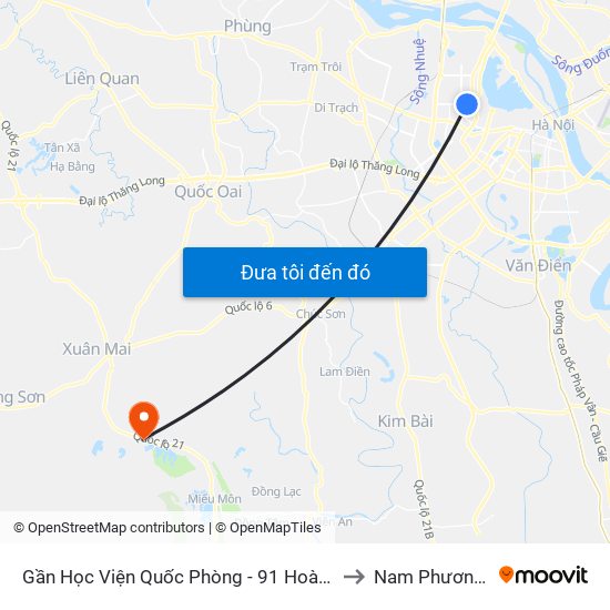 Gần Học Viện Quốc Phòng - 91 Hoàng Quốc Việt to Nam Phương Tiến map