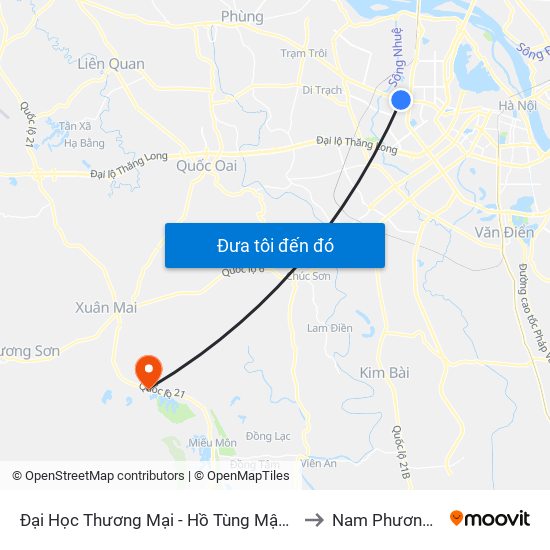 Đại Học Thương Mại - Hồ Tùng Mậu (Cột Sau) to Nam Phương Tiến map