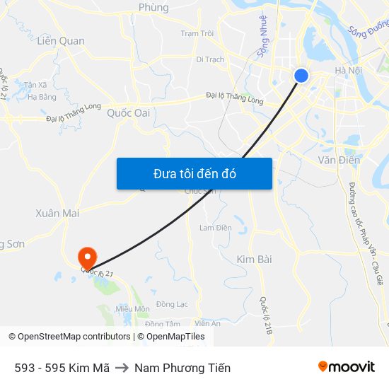 593 - 595 Kim Mã to Nam Phương Tiến map