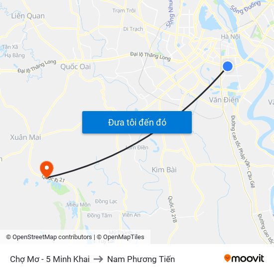 Chợ Mơ - 5 Minh Khai to Nam Phương Tiến map