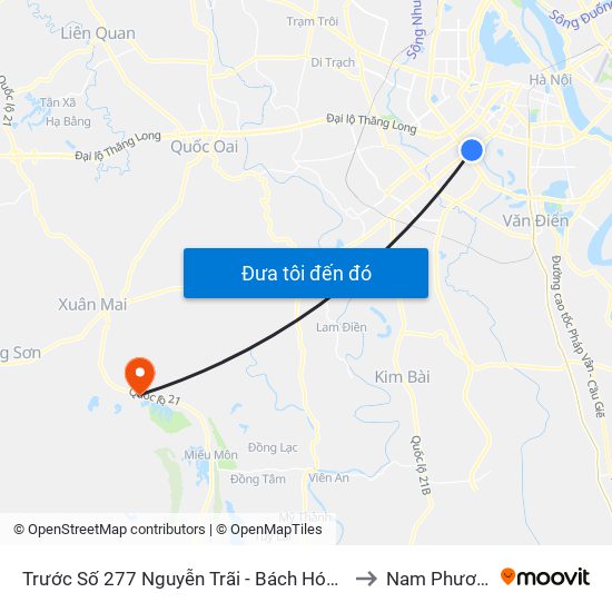 Trước Số 277 Nguyễn Trãi - Bách Hóa Giày Thượng Đình to Nam Phương Tiến map