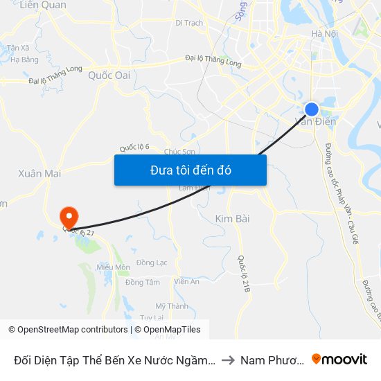 Đối Diện Tập Thể Bến Xe Nước Ngầm Hà Nội - Ngọc Hồi to Nam Phương Tiến map