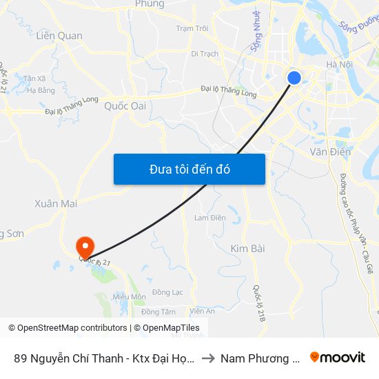 89 Nguyễn Chí Thanh - Ktx Đại Học Luật to Nam Phương Tiến map