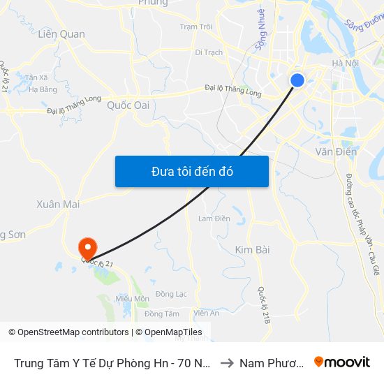 Trung Tâm Y Tế Dự Phòng Hn - 70 Nguyễn Chí Thanh to Nam Phương Tiến map