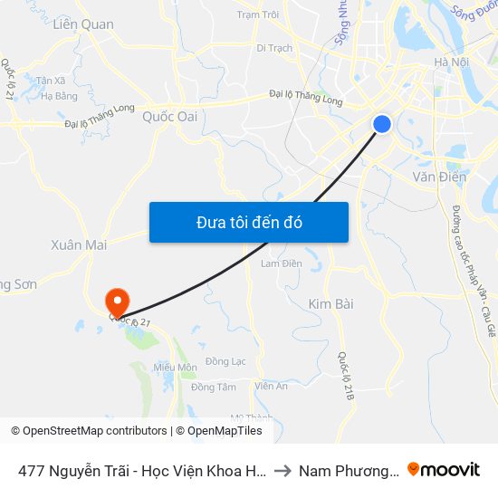 477 Nguyễn Trãi - Học Viện Khoa Học Xã Hội to Nam Phương Tiến map