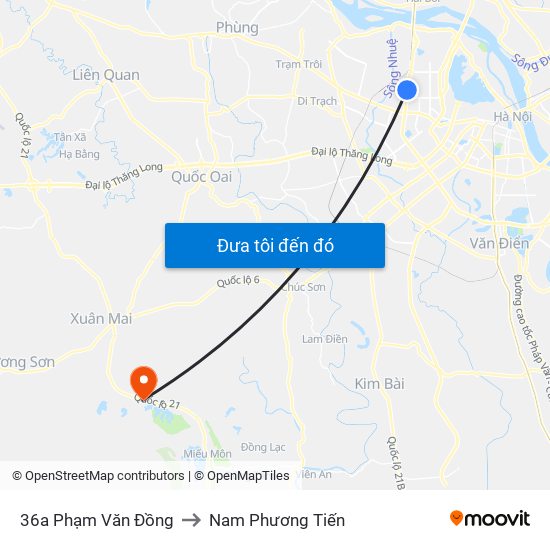 36a Phạm Văn Đồng to Nam Phương Tiến map