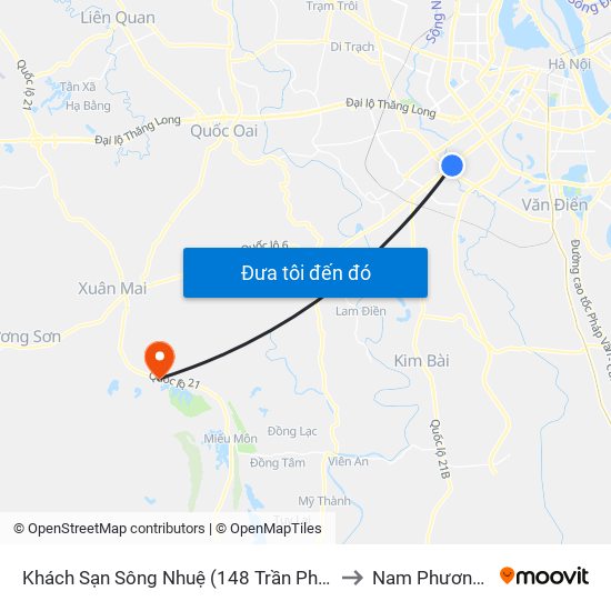 Khách Sạn Sông Nhuệ (148 Trần Phú- Hà Đông) to Nam Phương Tiến map