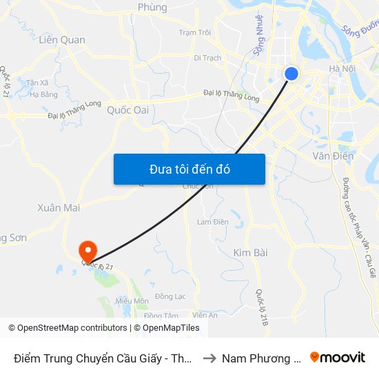 Điểm Trung Chuyển Cầu Giấy - Thủ Lệ 02 to Nam Phương Tiến map